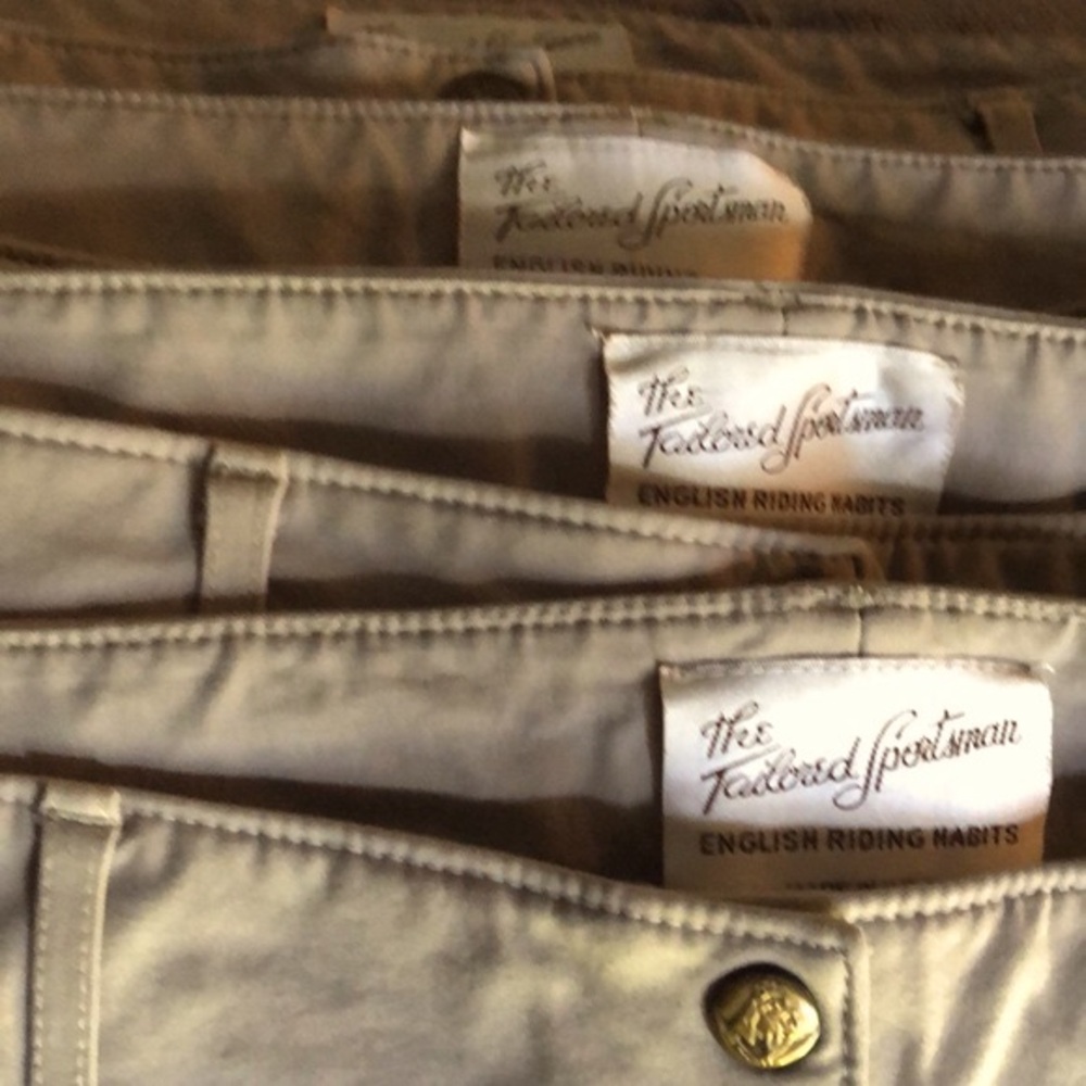 4 pair( FOUR) English Riding Pants.Beige,belted, pockets,The Tailored Sportsman.